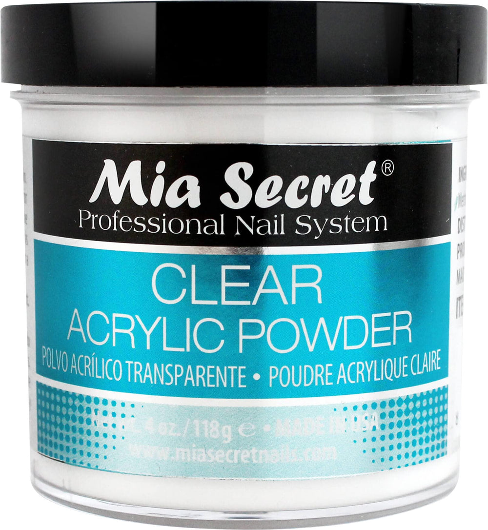 Mia Secret Clear Acrylic Powder 4oz container for a crisp, clear enhancement in sets