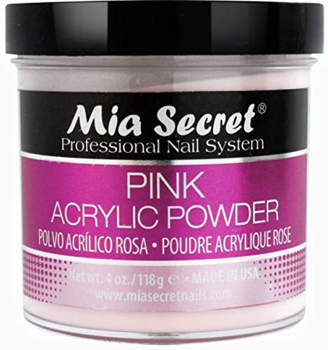 Mia Secret clear acrylic powder for strong adhesion and clarity.