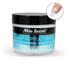 Mia Secret clear acrylic powder applied with a brush for precise overlays.
