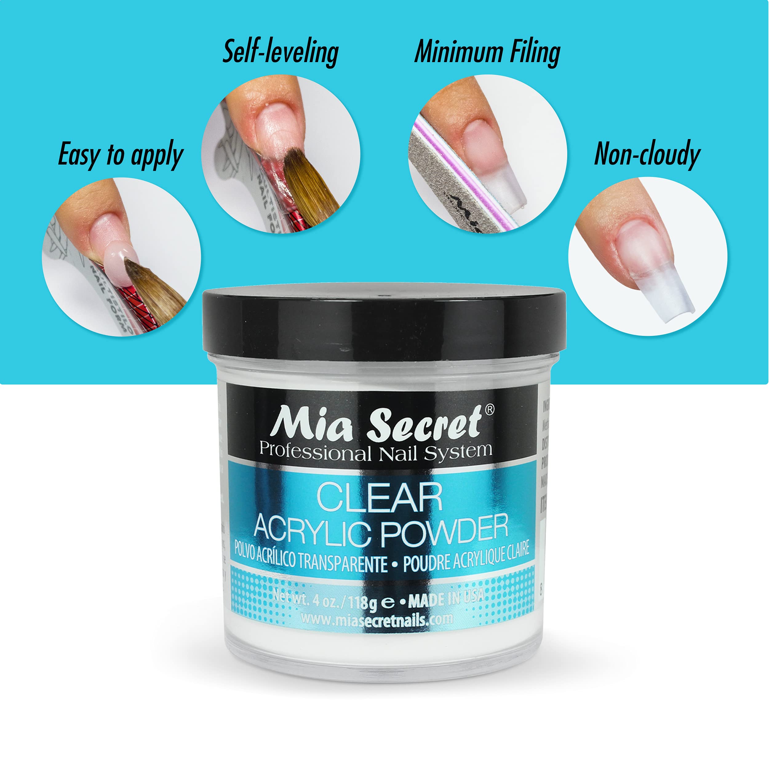 Fine texture and smooth filing with Mia Secret powder for efficient nail art prep