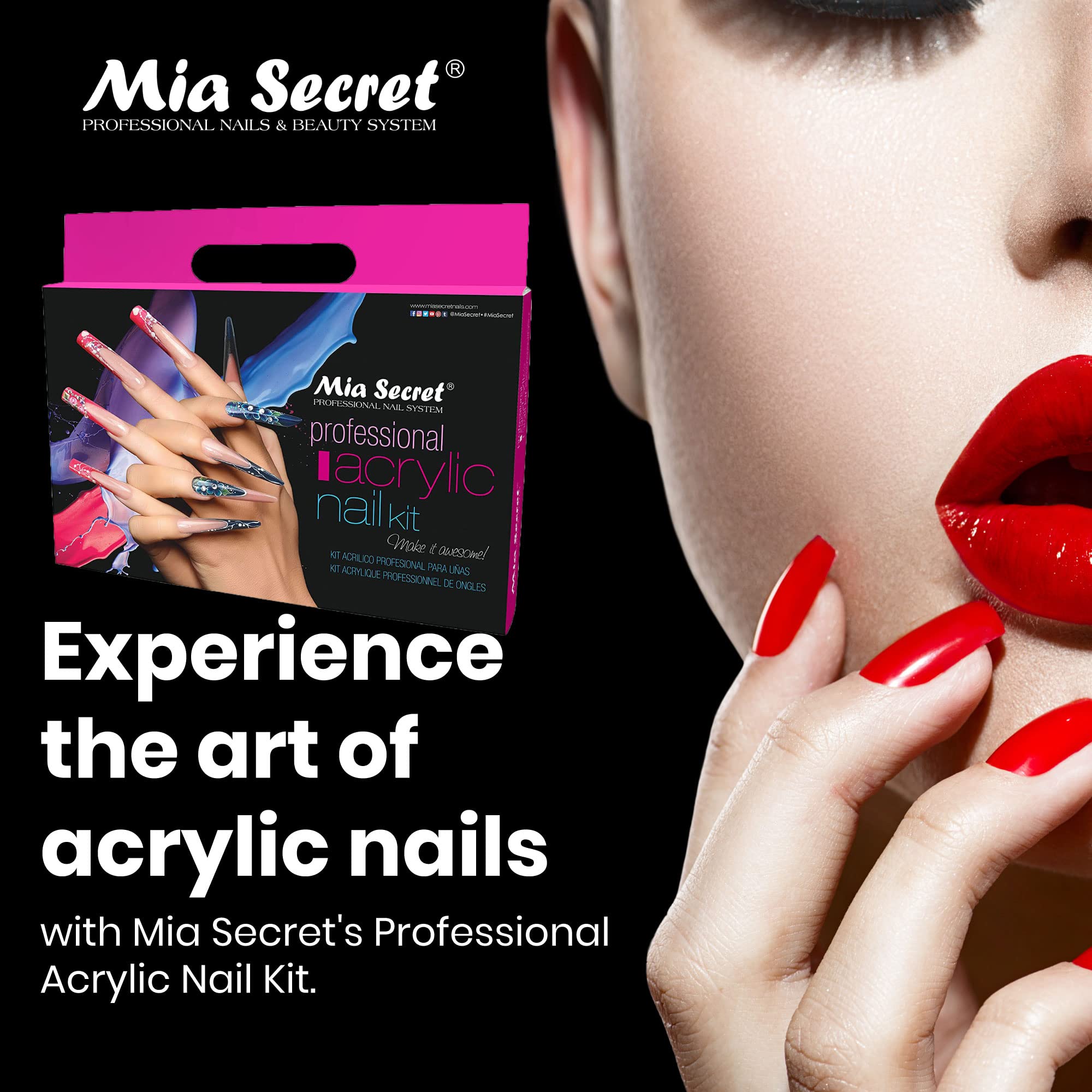 Mia Secret clear acrylic powder with true-clear tone for translucent encapsulation