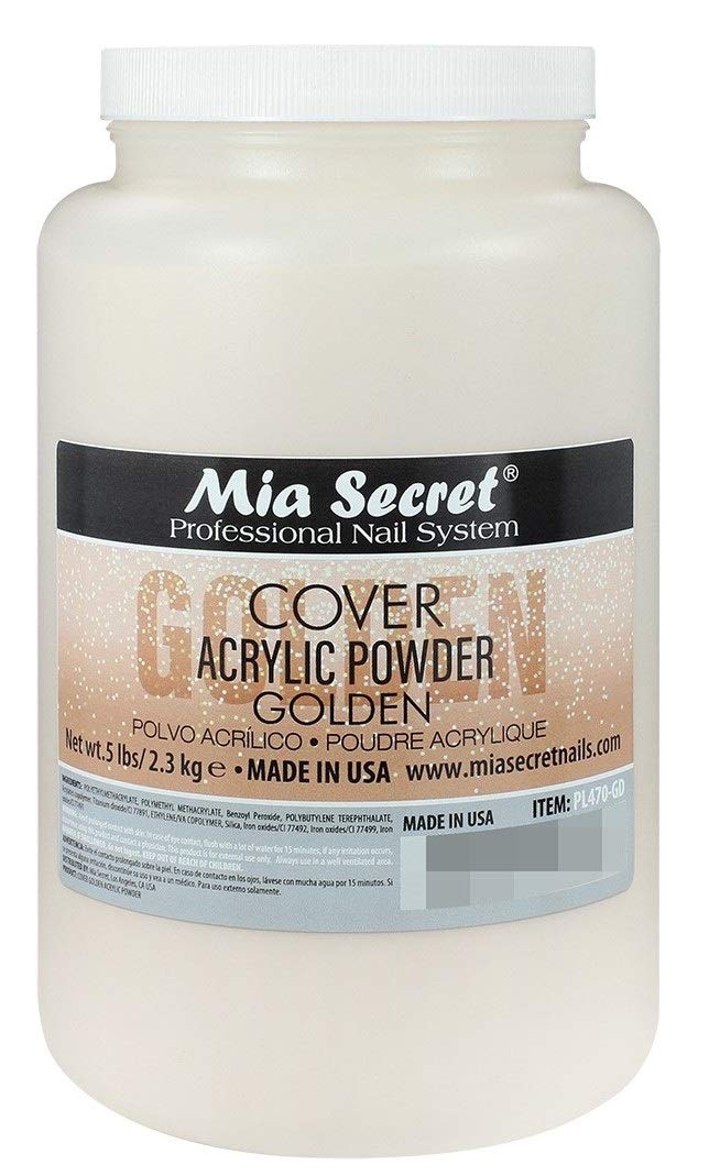 Mia Secret Cover Golden acrylic powder front view for smooth, long-lasting salon nails.