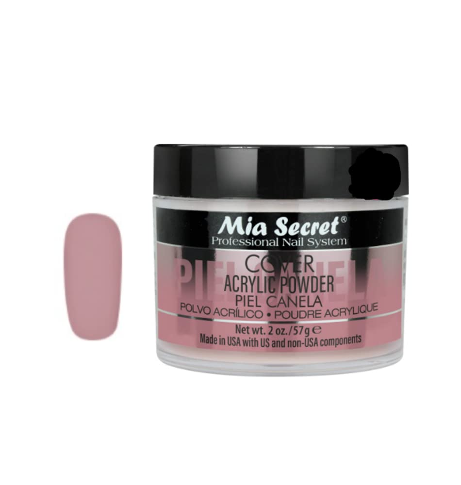 Mia Secret Cover Piel Canela acrylic powder bottle for salon-quality nails.