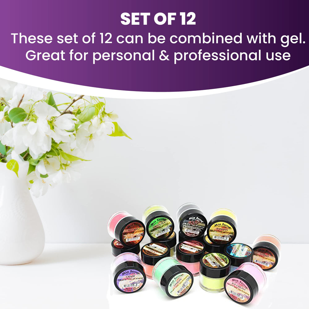 Mia Secret Fruity Collection vibrant powders for ombre effects and nail art.
