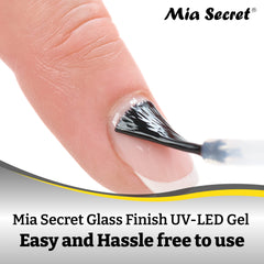 Mia Secret Glass Finish on natural nail for seamless glossy manicure.