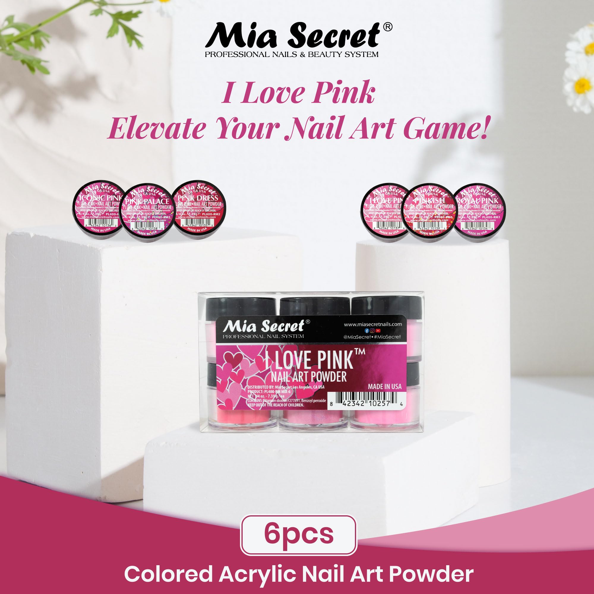 Mia Secret I Love Pink Pink Dress acrylic powder for versatile pink nails