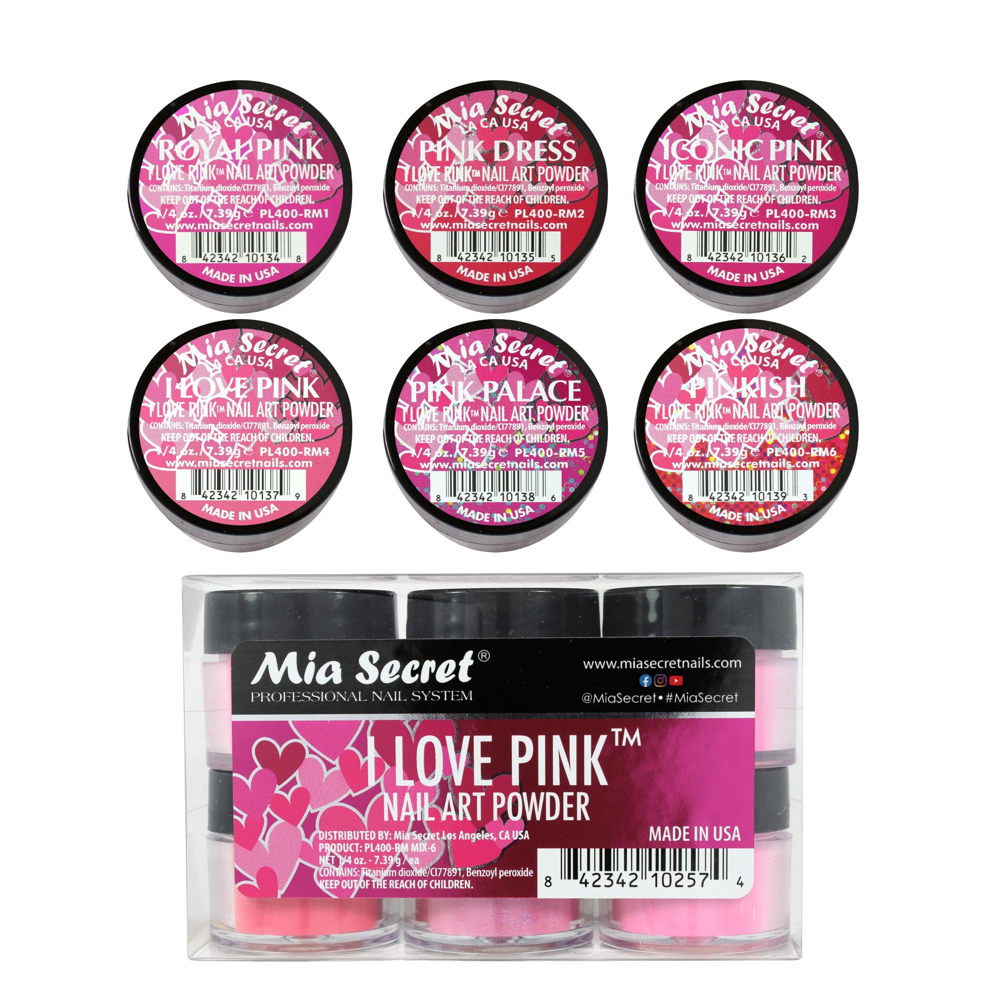Mia Secret I Love Pink Royal Pink acrylic powder for durable nails