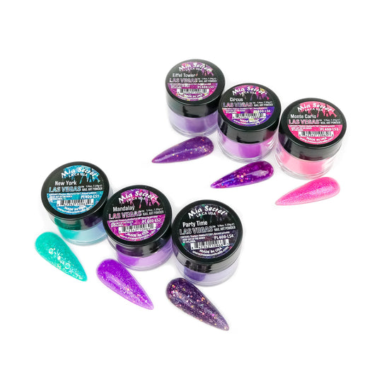 Mia Secret Las Vegas Monte Carlo acrylic powder for glamorous salon-style nails.