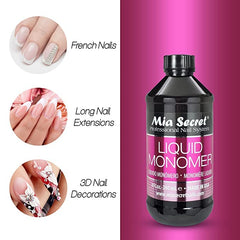 Mia Secret Liquid Monomer 4 Oz in use on nail extension with acrylic powder