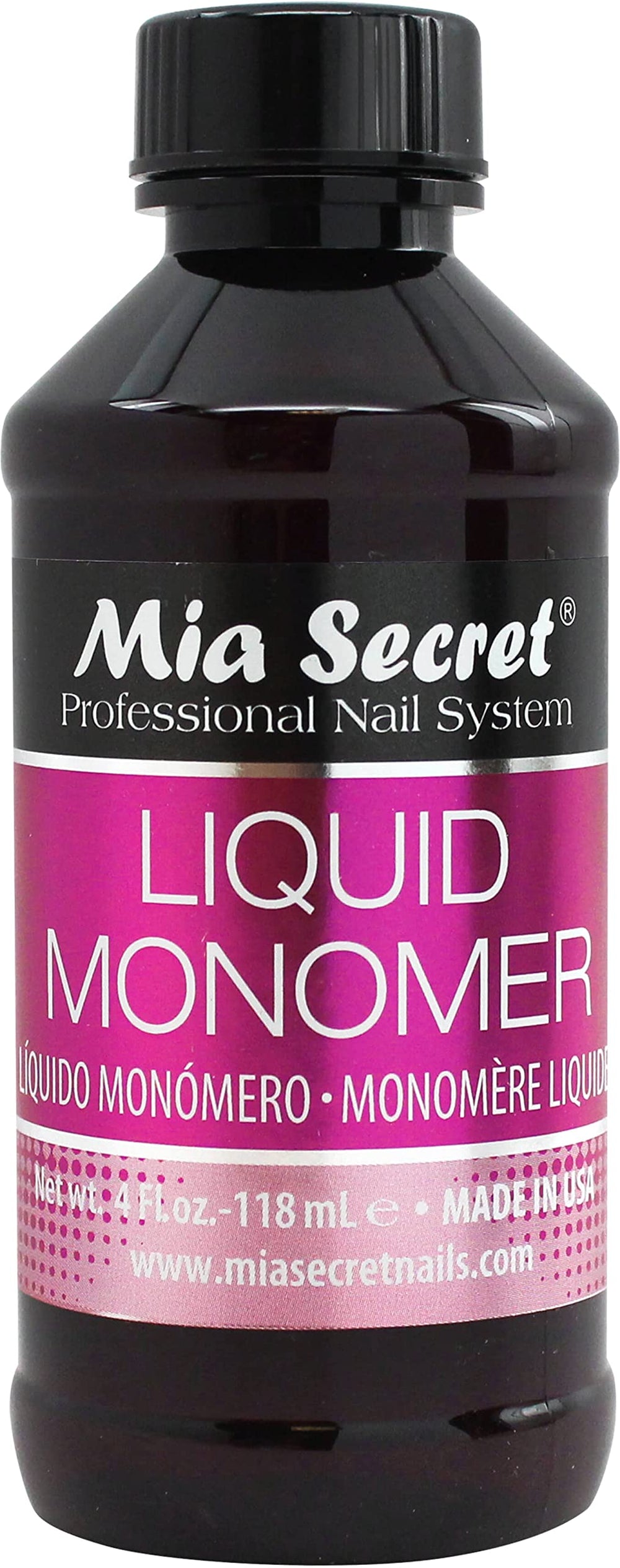 Mia Secret Liquid Monomer 4 Oz bottle close-up for precise nail application