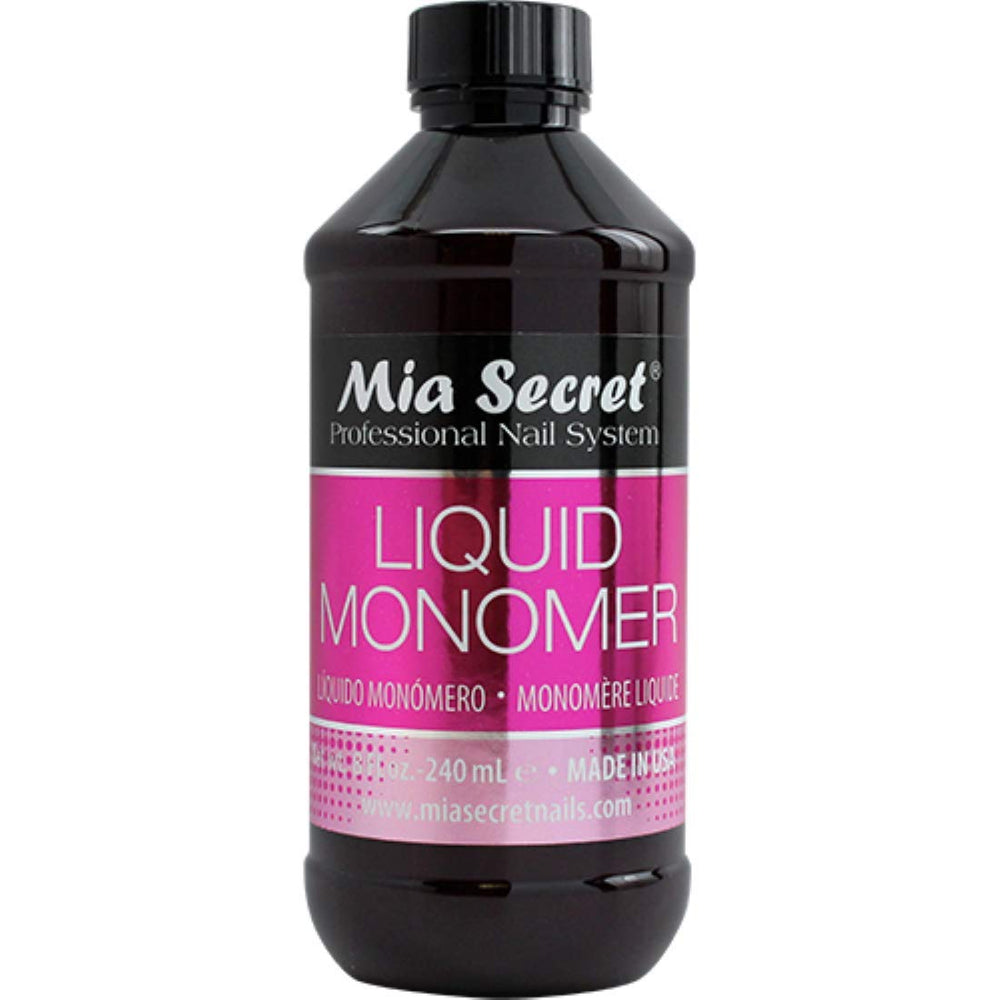Mia Secret liquid monomer 8 oz bottle with leak-proof cap for secure storage and use