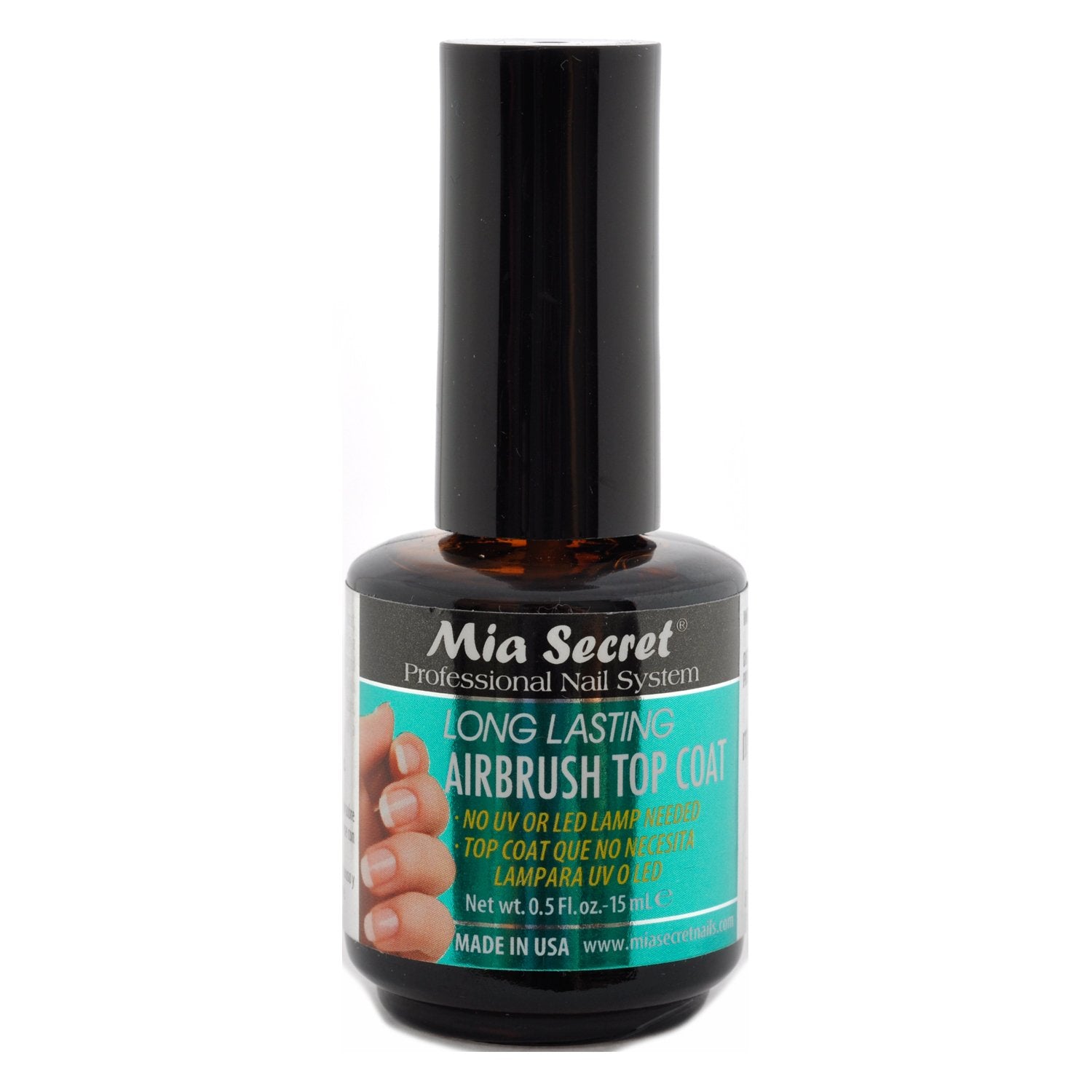 Mia Secret long lasting airbrush top coat bottle pour for a glossy, durable nail art finish