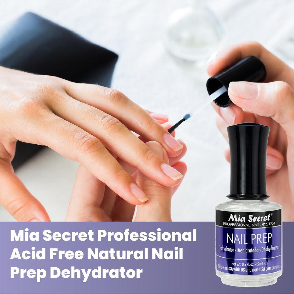 Mia Secret Nail Prep packaging box highlighting the complete system.