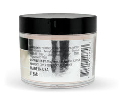 Mia Secret acrylic powder bottle highlighting non-yellowing, MMA-free formula for lift-resistant nails