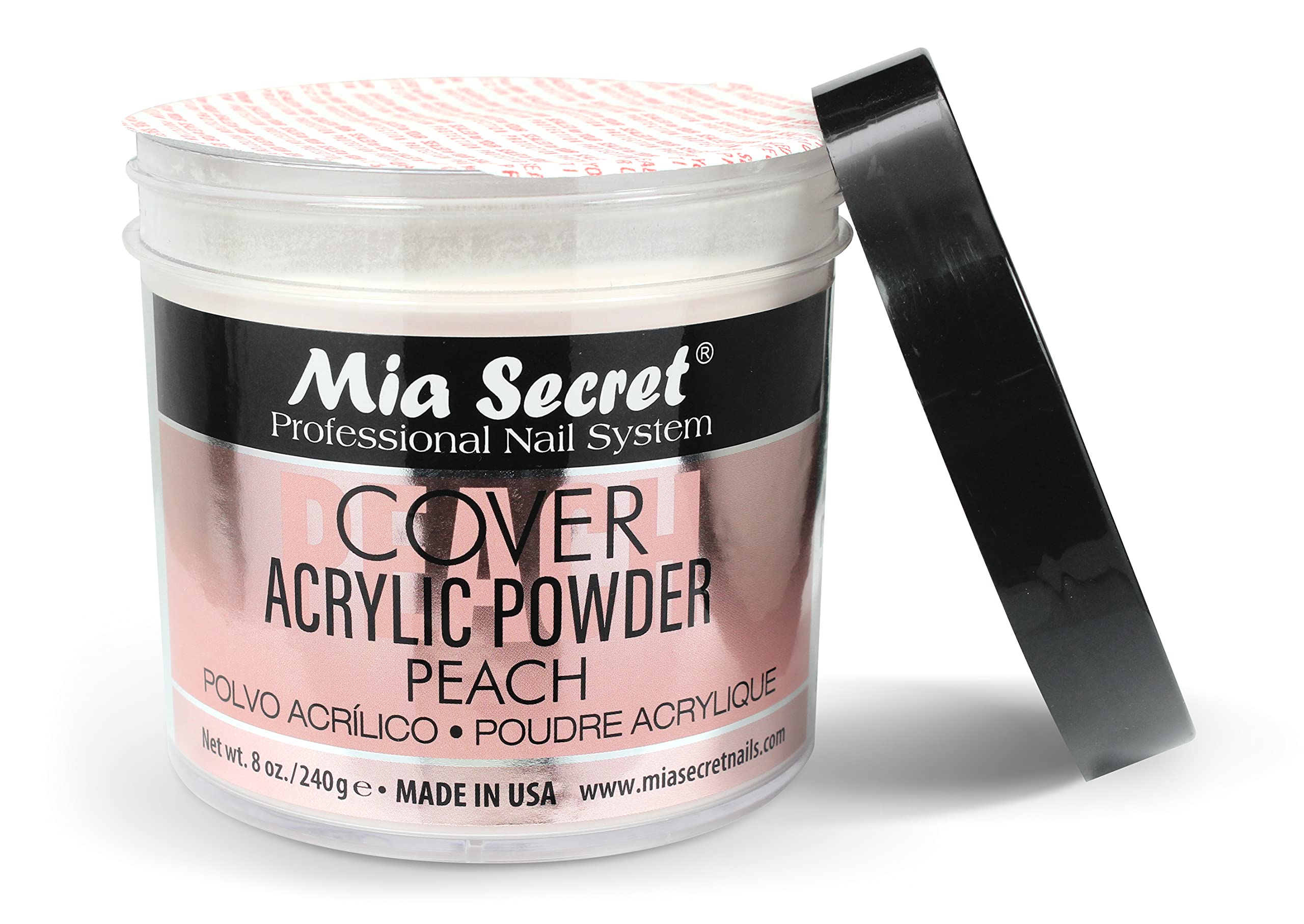 Mia Secret Peach Cover Acrylic Powder offers easy application for home or salon use.