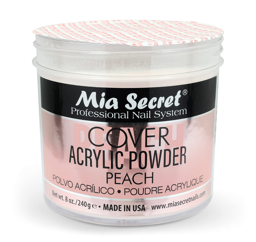 Mia Secret Peach Cover Acrylic Powder delivers a long-lasting finish.