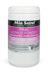 Mia Secret pink acrylic powder jar shows smooth self-leveling texture for easy application