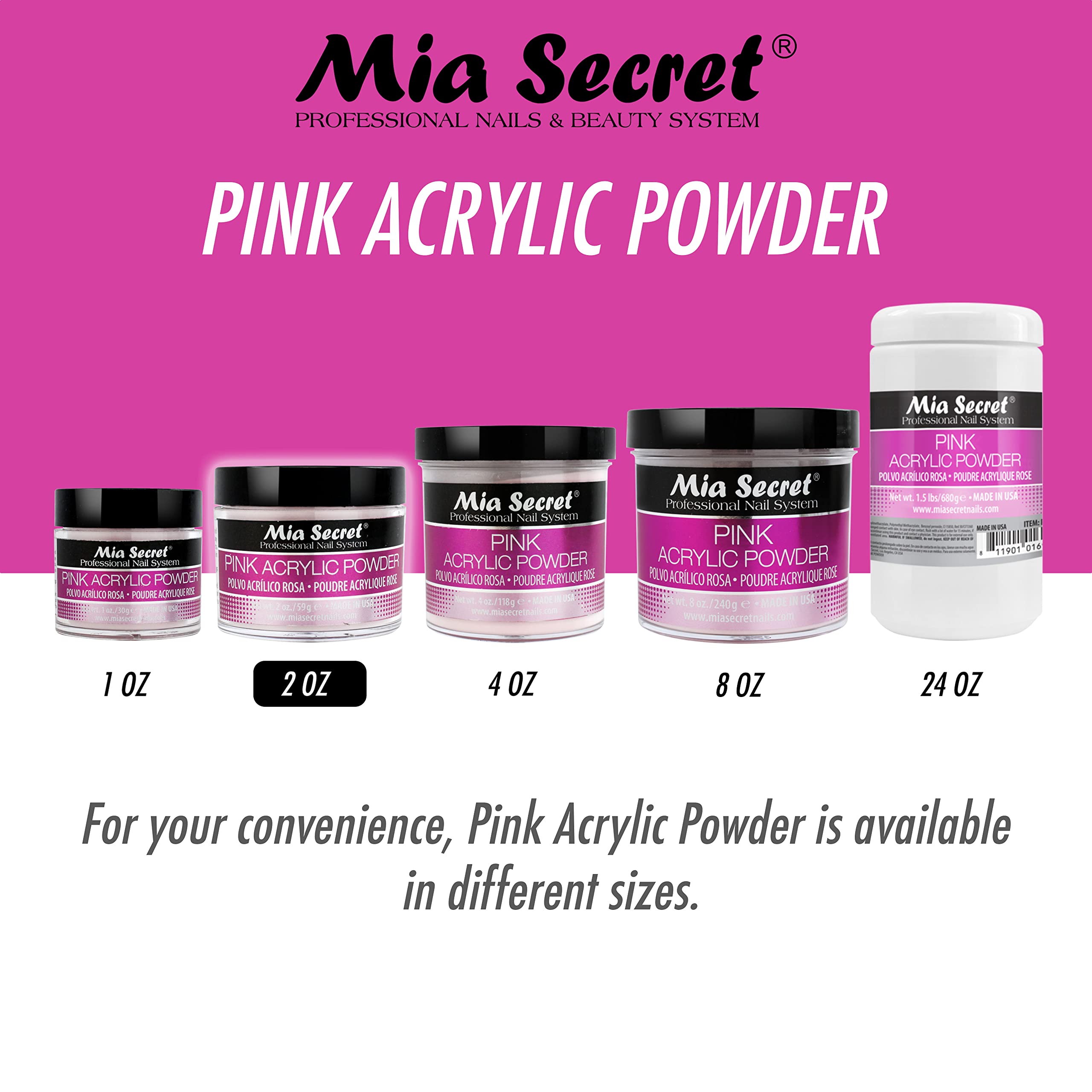 Closeup of Mia Secret pink acrylic powder texture for a smooth, self-leveling set