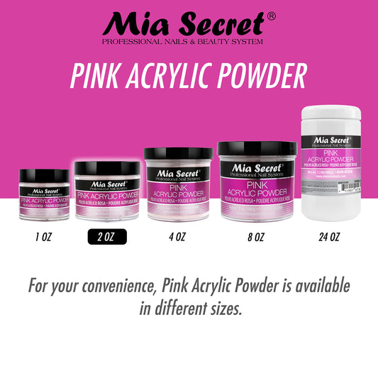 Closeup of Mia Secret pink acrylic powder texture for a smooth, self-leveling set