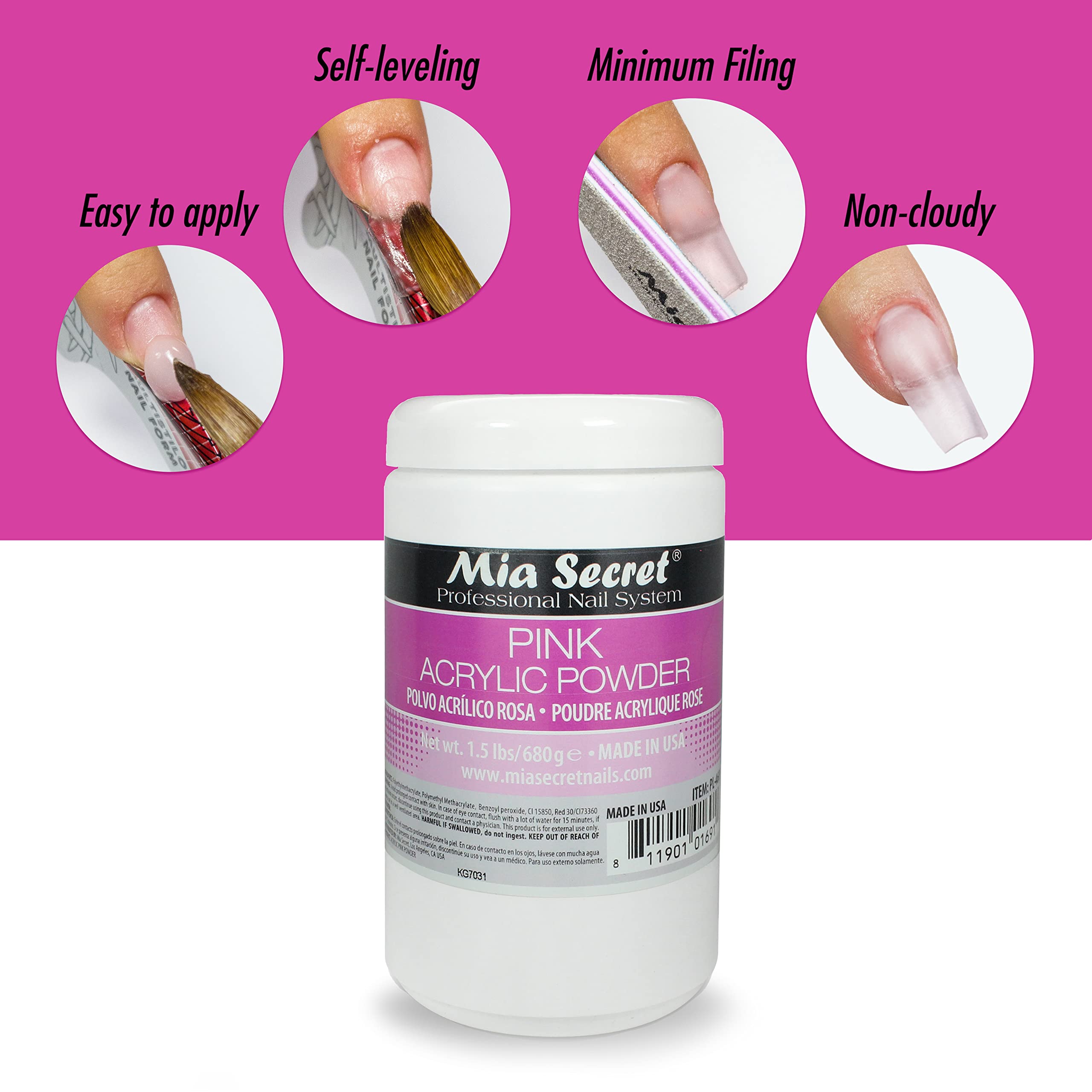 Close-up showing activation time control when using Mia Secret pink powder