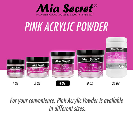 Mia Secret pink acrylic powder swatch — vibrant color payoff and consistent finish.