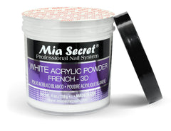 Mia Secret White Acrylic Powder on a nail art desk for fast projects.