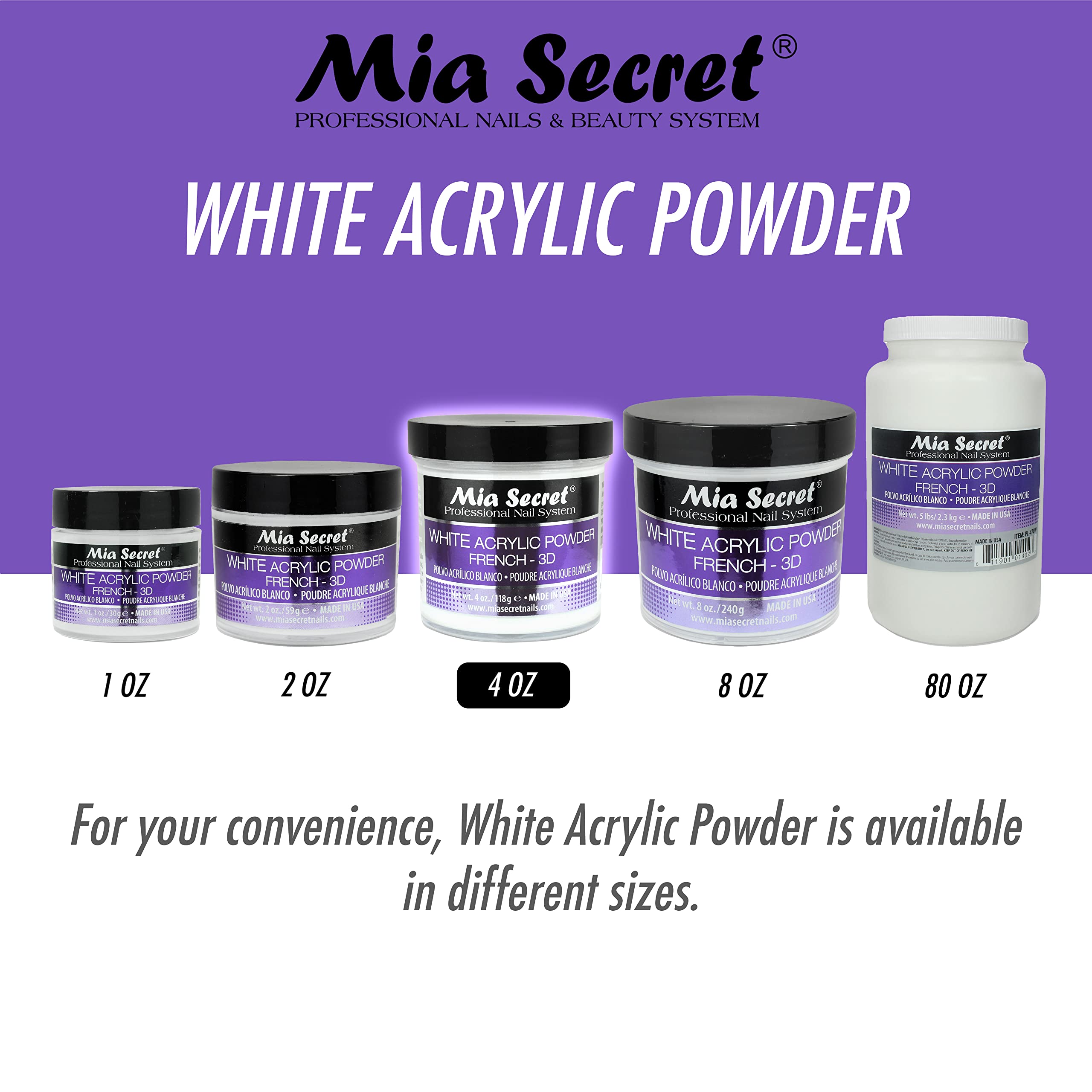 Mia Secret White Acrylic Powder for elegant French manicure precision.