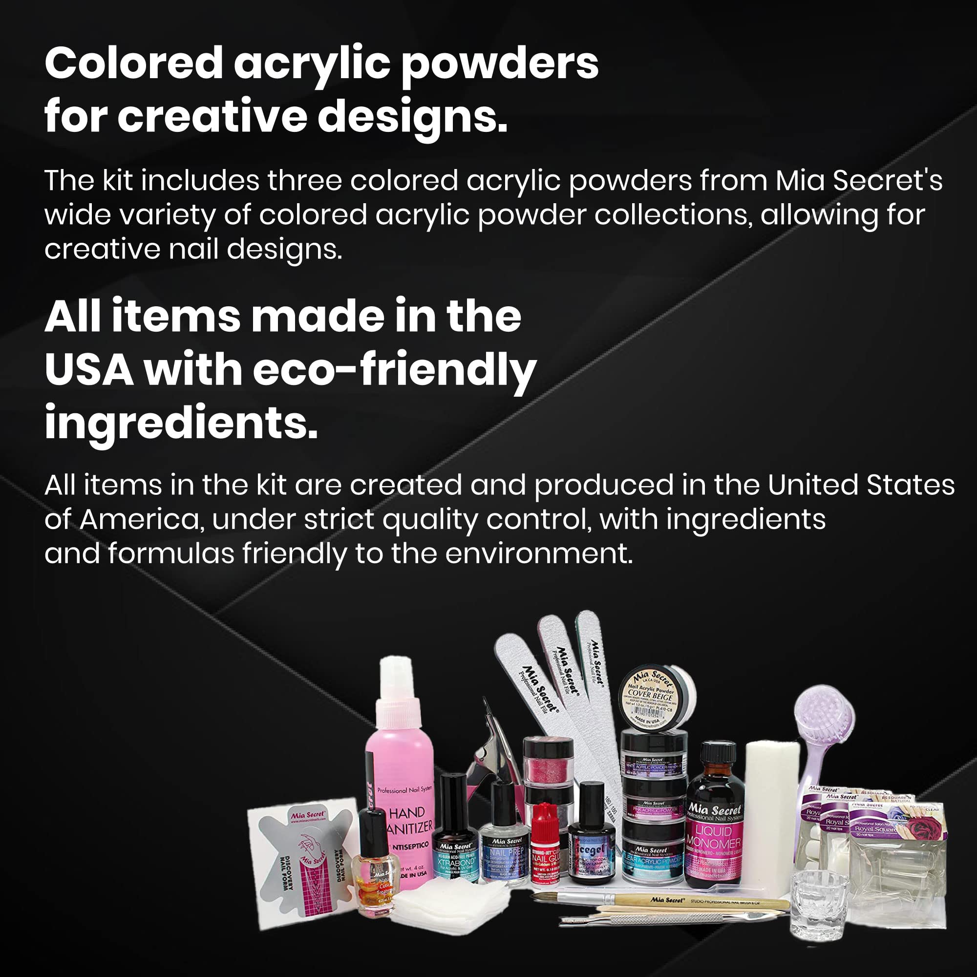 Mia Secret white acrylic powder provides clean opaque coverage for crisp tips