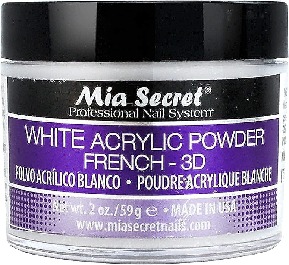 Mia Secret White French 3D Acrylic Powder for crisp tips and elegant 3D art