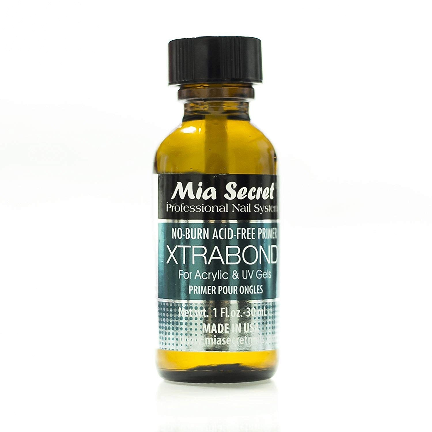 Mia Secret Xtrabond Nail Primer bottle on display; promotes strong adhesion for acrylic or UV gel.
