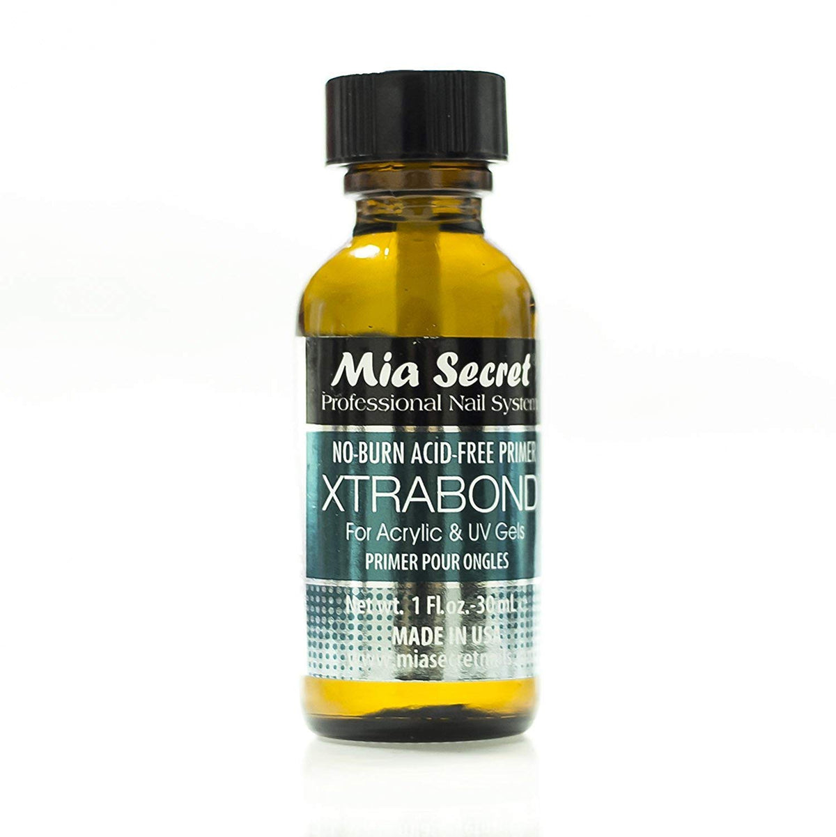 Mia Secret Xtrabond Nail Primer bottle on display; promotes strong adhesion for acrylic or UV gel.