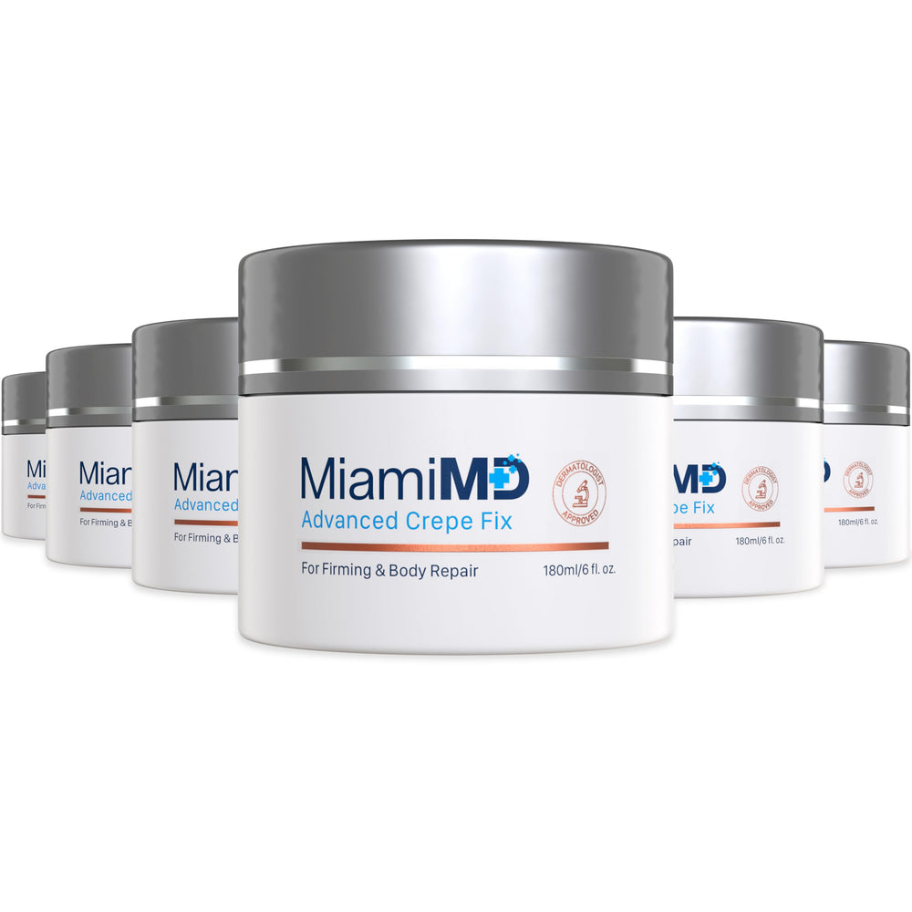 MiamiMD Advanced Crepe Fix bottle pour for easy daily body application.