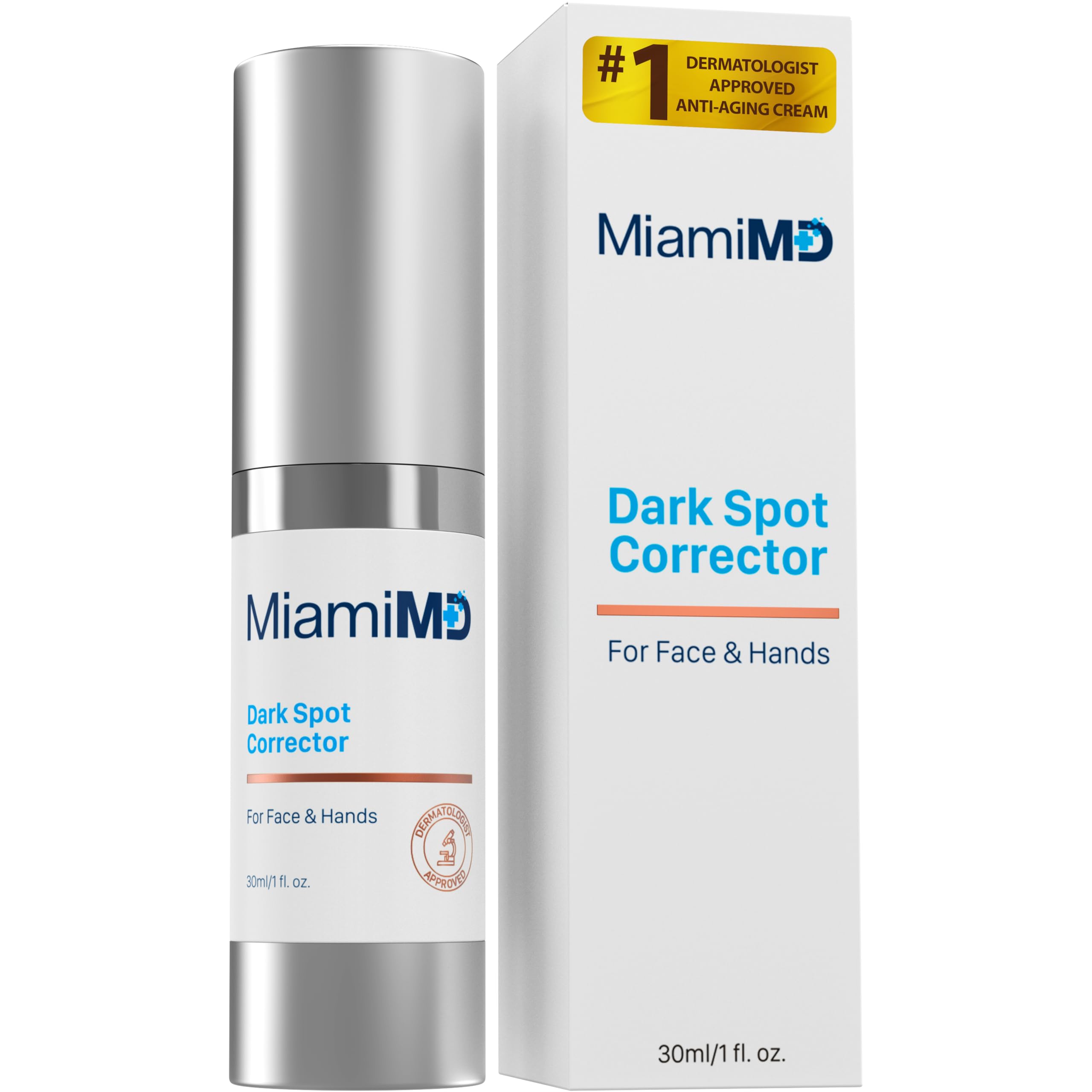 MiamiMD Dark Glow Renewal Serum bottle, lightweight fragrance-free formula promoting even skin tone.