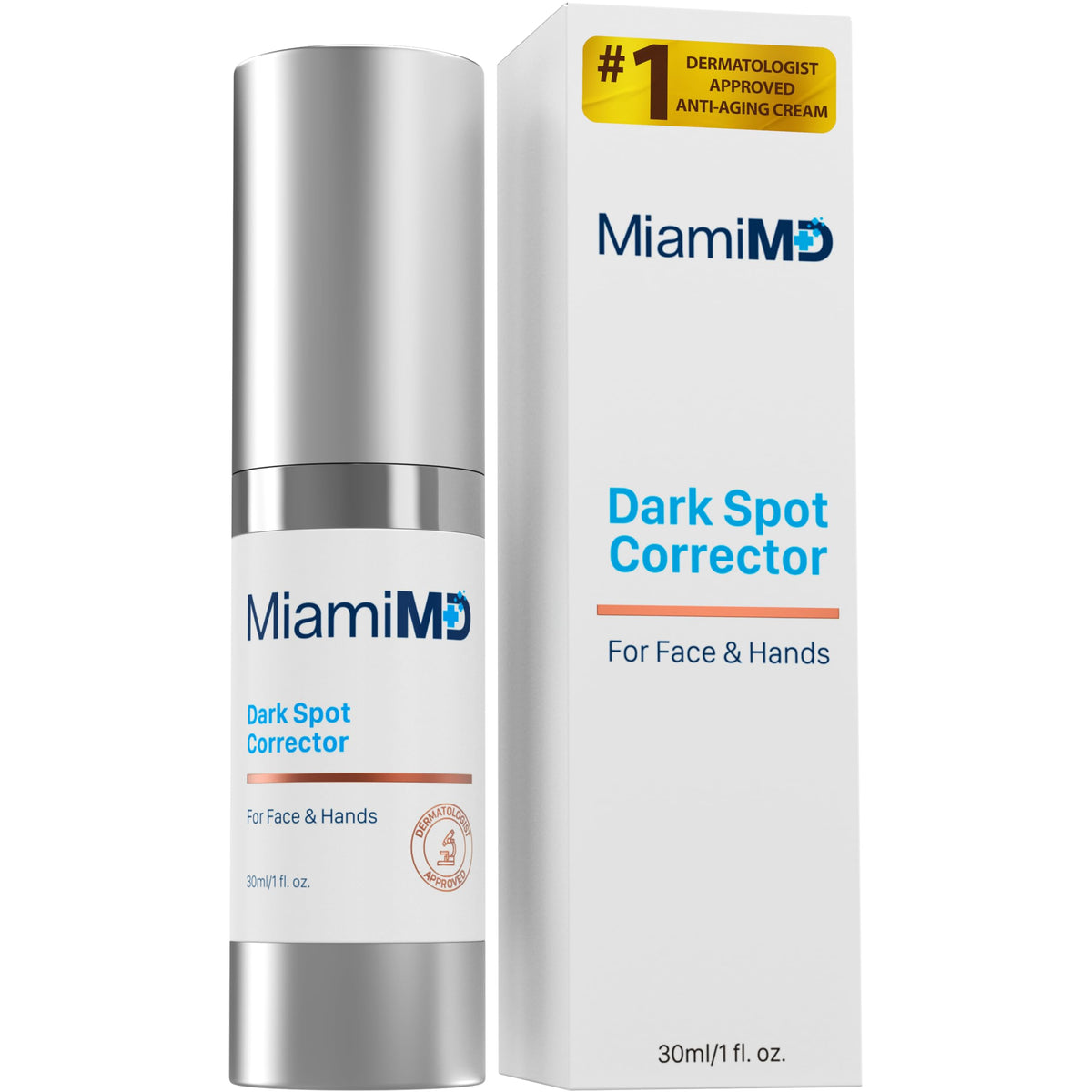 MiamiMD Dark Glow Renewal Serum bottle, lightweight fragrance-free formula promoting even skin tone.