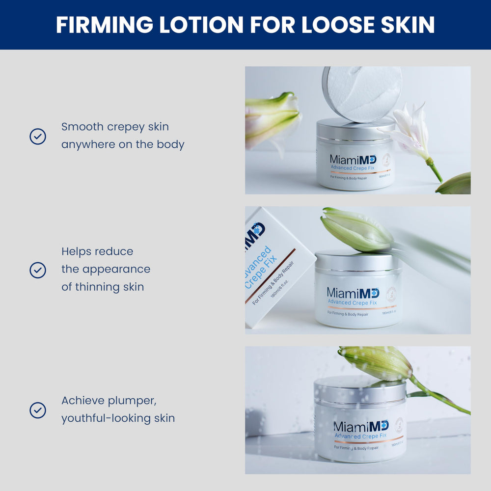 MiamiMD Crepe Fix ingredients Ribose Sugar and Coconut Oil support a toned appearance.