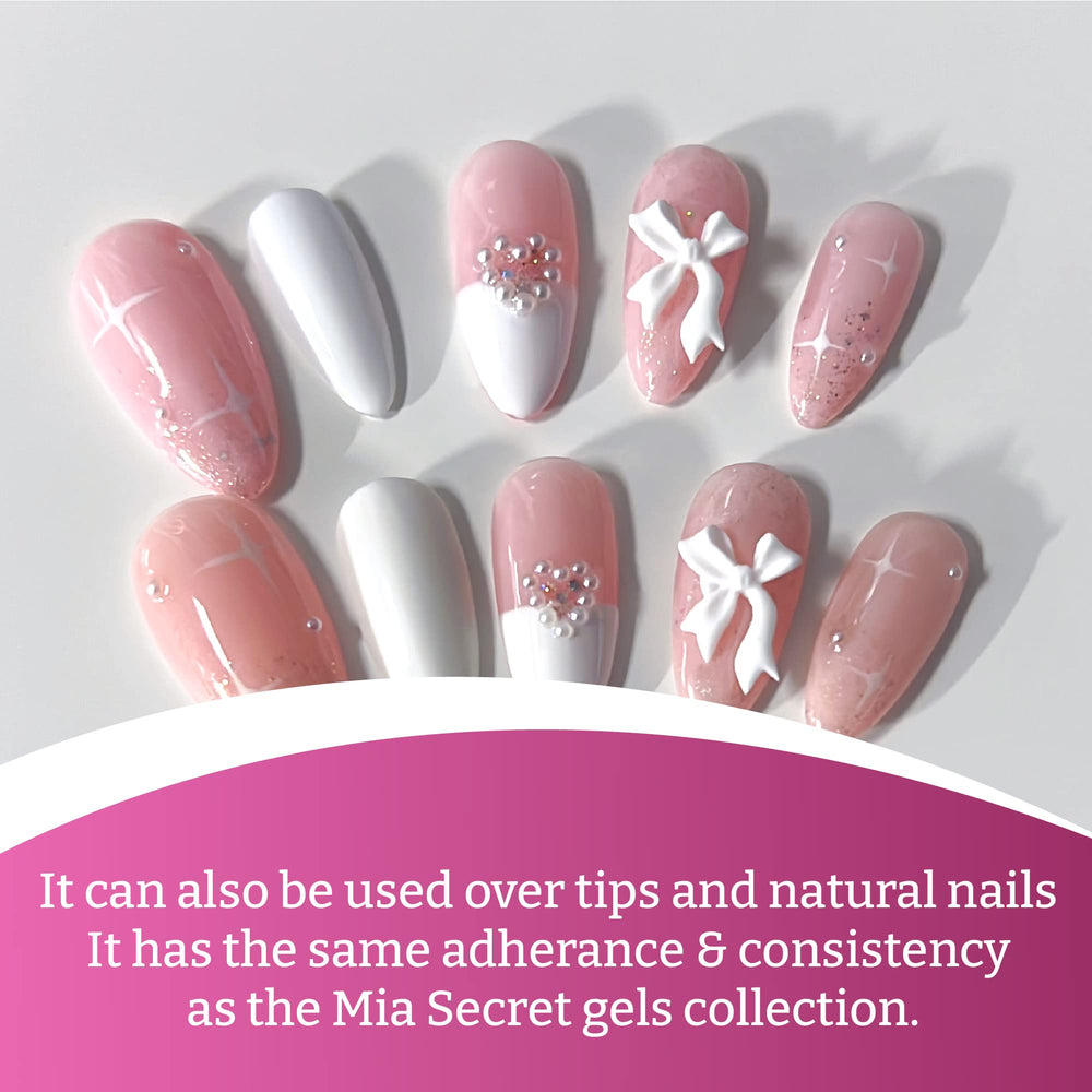 Mia Secret Bio Builder Gel Perfect Pink swatches display translucent pink shade
