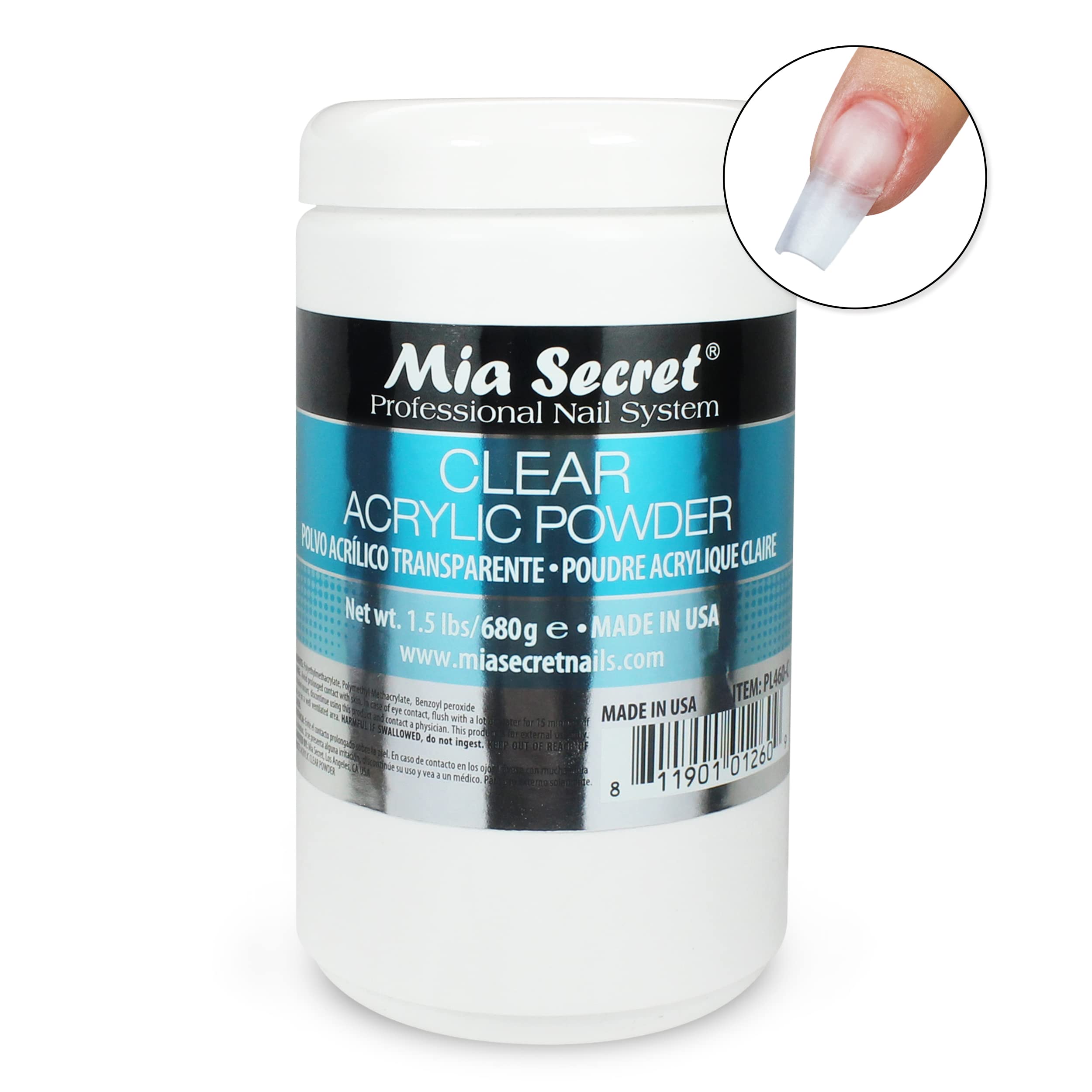 Mia Secret Clear Acrylic Powder applied on nails yields even beads and strong adhesion