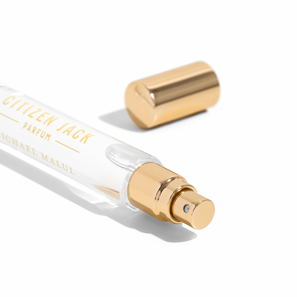 Citizen Jack Parfum 10ml bottle highlights top notes for evening allure.