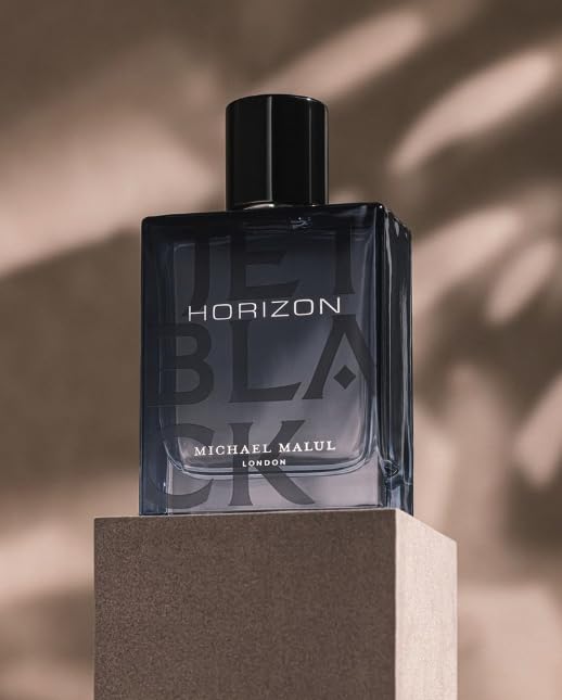 Michael Malul Jet Black Horizon display on vanity for grooming.