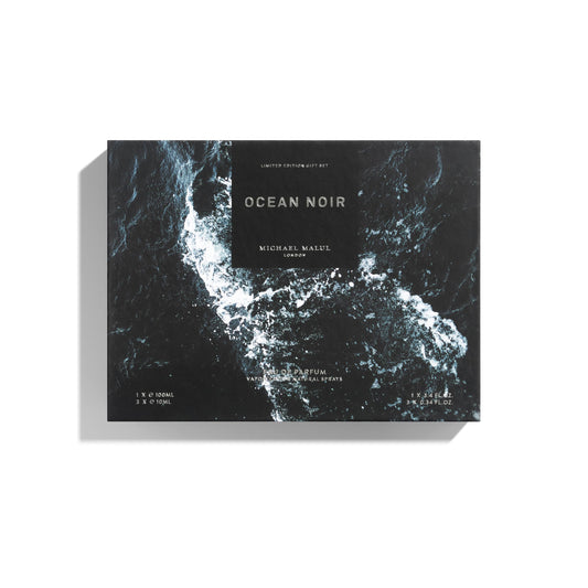 Michael Malul Ocean Noir 100ml bottle close-up, showcasing marine-inspired notes.
