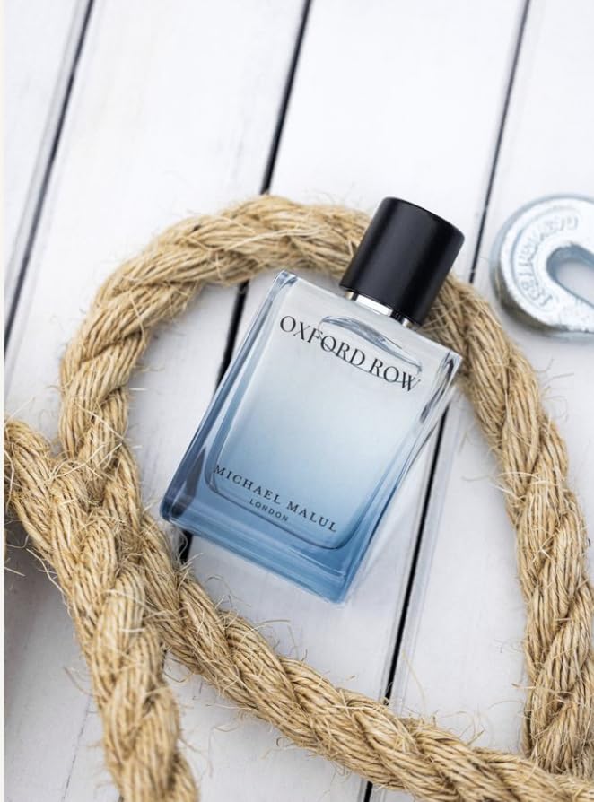 Michael Malul Oxford Row EDP close-up logo emphasizes premium craftsmanship
