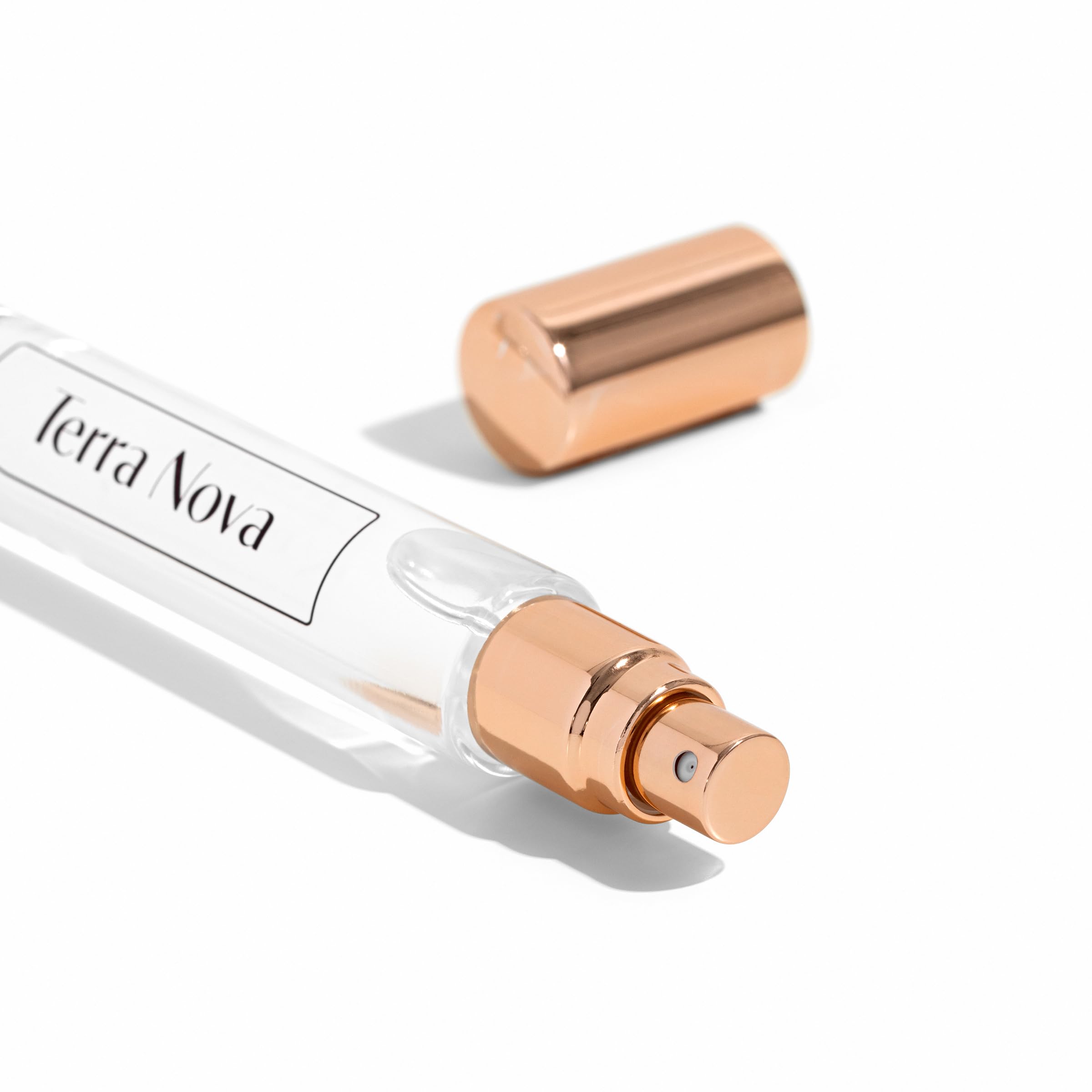 Michael Malul Terra Nova bottle close-up showing label and cap for premium travel touch-ups