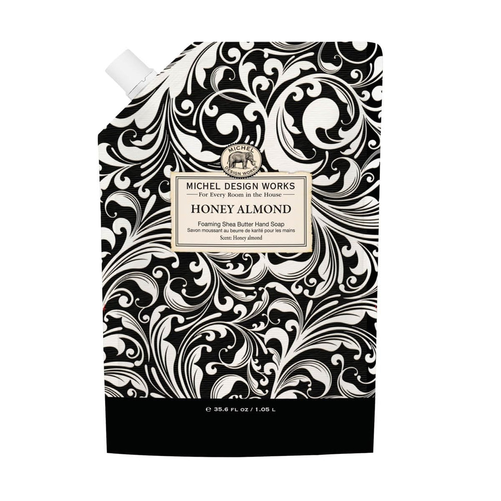 Michel Design Works Honey Almond Foaming Hand Soap Refill bottle ready for gentle cleansing at home daily use