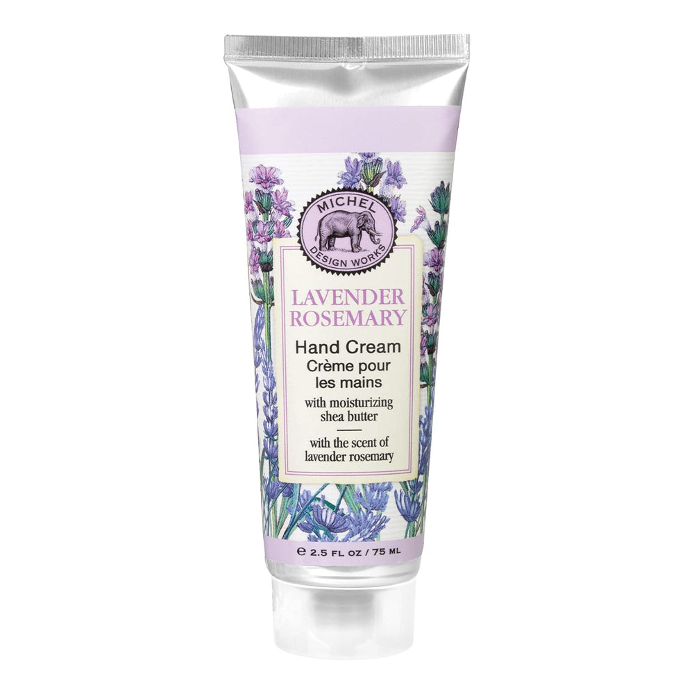 Michel Design Works hand cream texture close-up highlighting lavender and rosemary for soothing hands