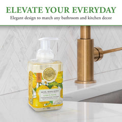 Kitchen sink scene with Lemon Basil foaming soap