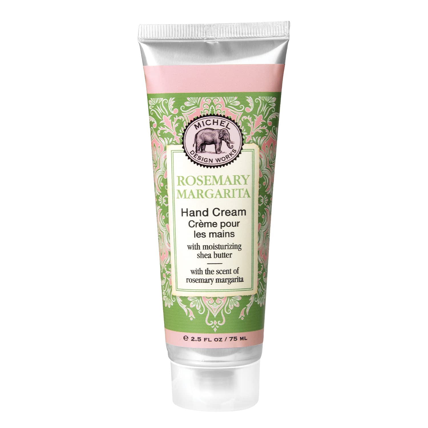 Michel Design Works Rosemary Margarita hand cream closeup, highlighting silky texture for dry skin.