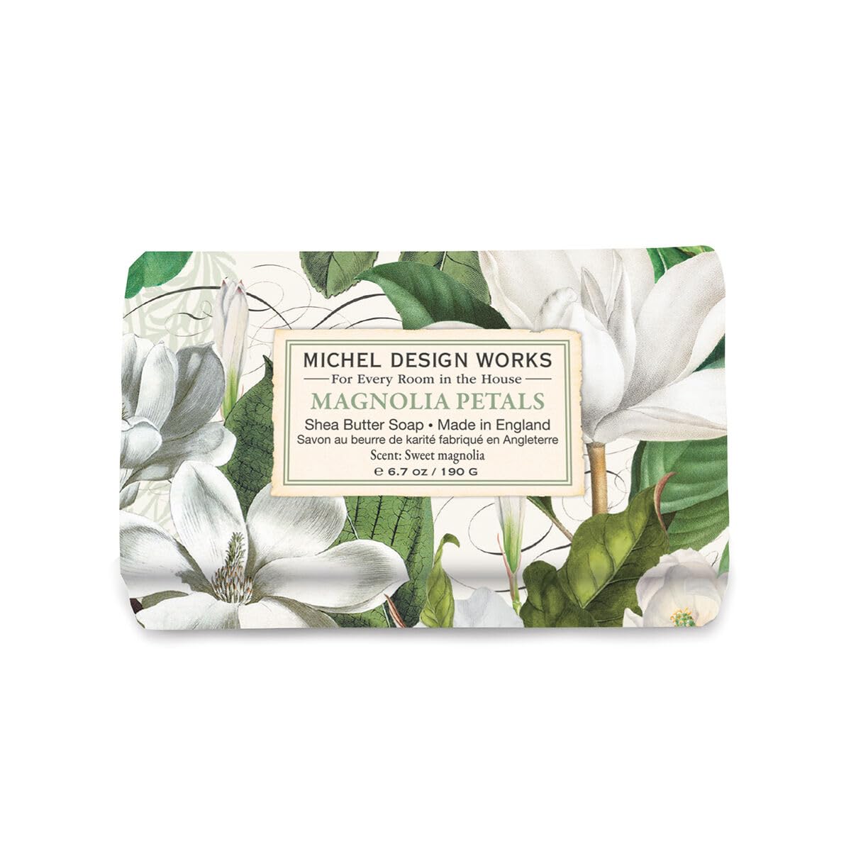Michel Design Works Magnolia Petals soap bar with blooms for daily pampering