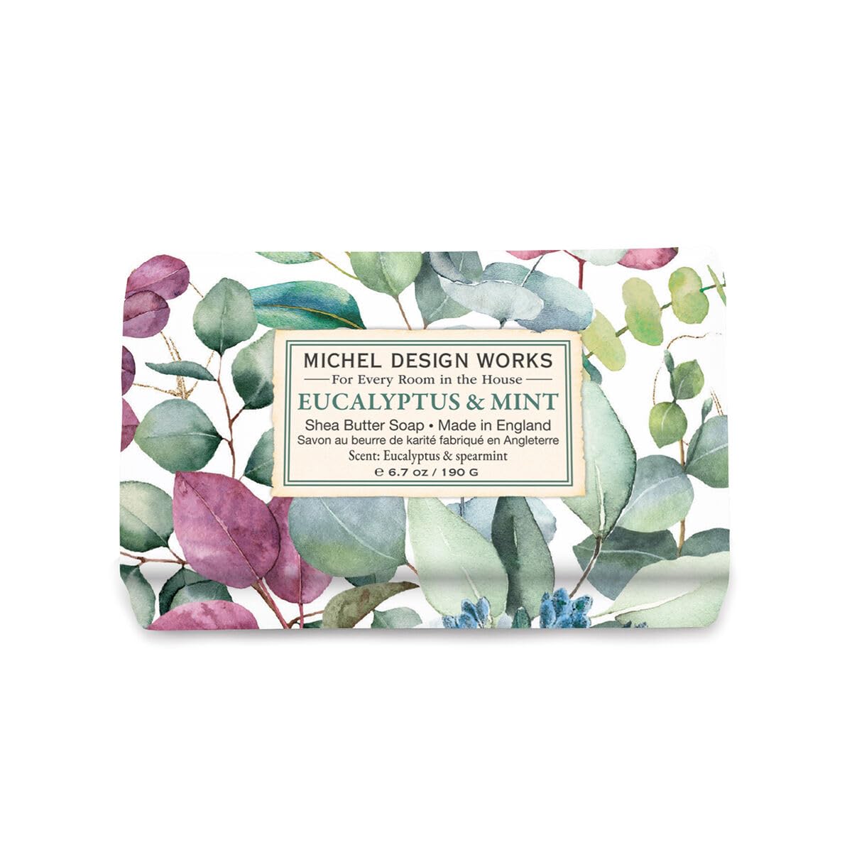 Michel Design Works eucalyptus mint soap bar with refreshing scent and moisturizing lather.