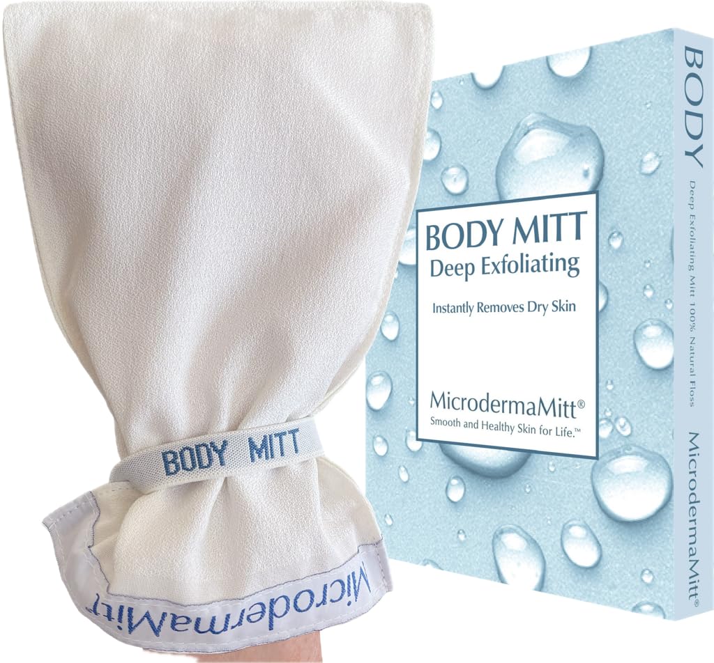 MicrodermaMitt Original in use during shower for smoother skin