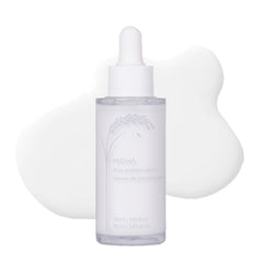 MIDHA Rice Protein Serum bottle close-up shows deep hydration potential